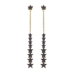 New Sterling 14k Black Stone Star Dangle Earrings